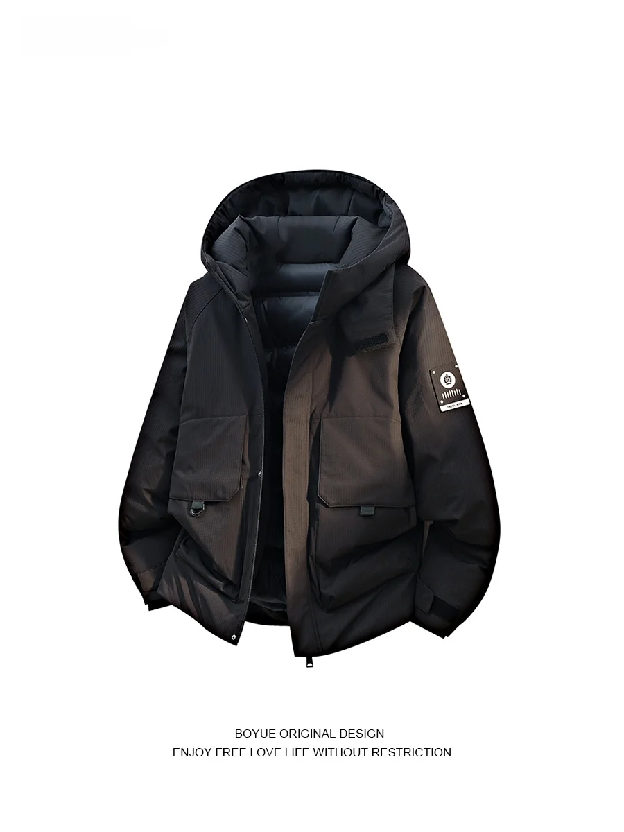 

Boyue Youth Trendy Brand Hooded Workwear Warm Jaet Casual Windproof Design Men's down Coat Polyester Fiber White Du down