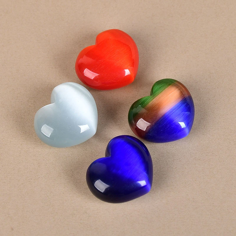 1pc Many Kands Cat Eye Stone Heart Shaped Crystal Stones Gem Healing Stones Gifts Home Decor Room Decoration