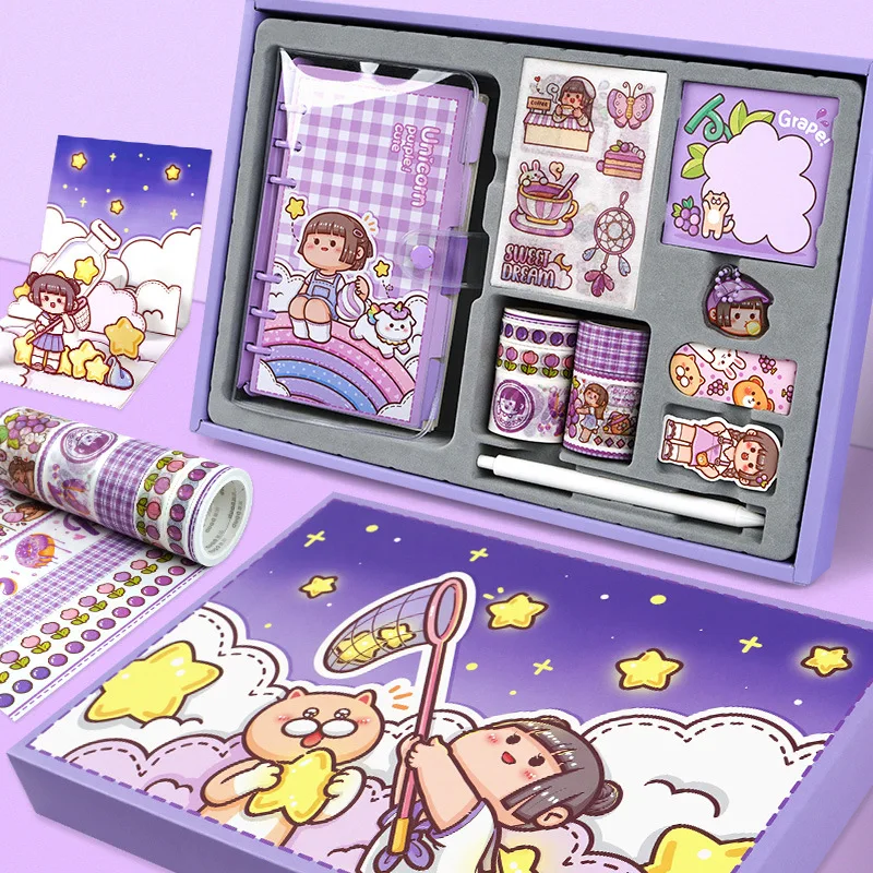 Kawaii Colorful Stickers Hand Ledger Handbook Gift Set Decorative Stationery Scrapbooking DIY Diary Notebook Cute Sticky Label view 2