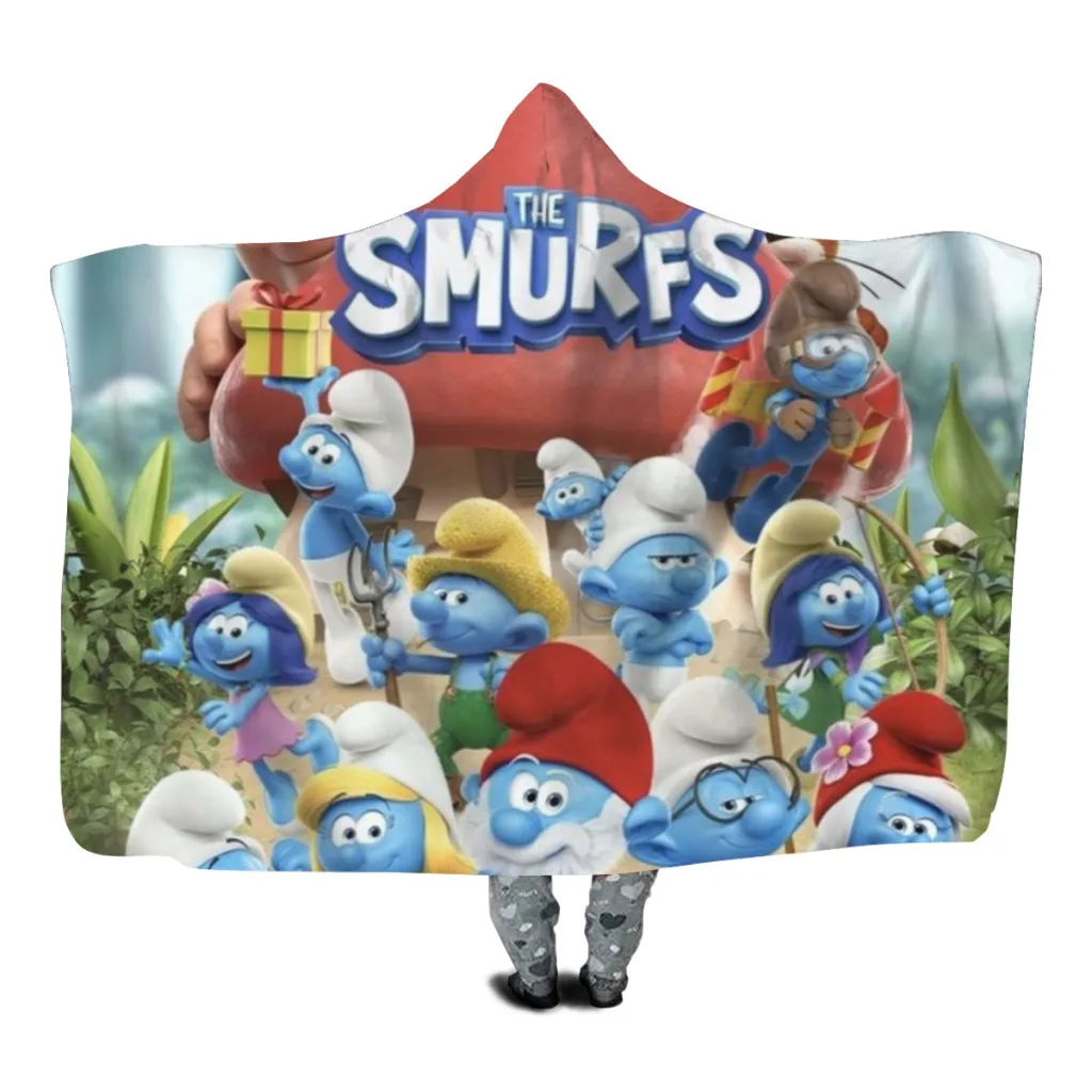 S-Smurfss Blanket Hoodie Sherpa Blanket for Kids Youngsters Fleece  Wearable Warm