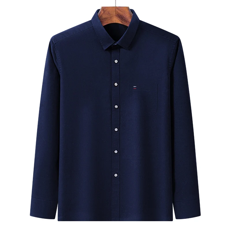 

2026 New Men's Cotton Solid Long Sleeve Shirts Plus size Daily Smart Shirt Casual Top Clothing Wear-Resistant Business Office