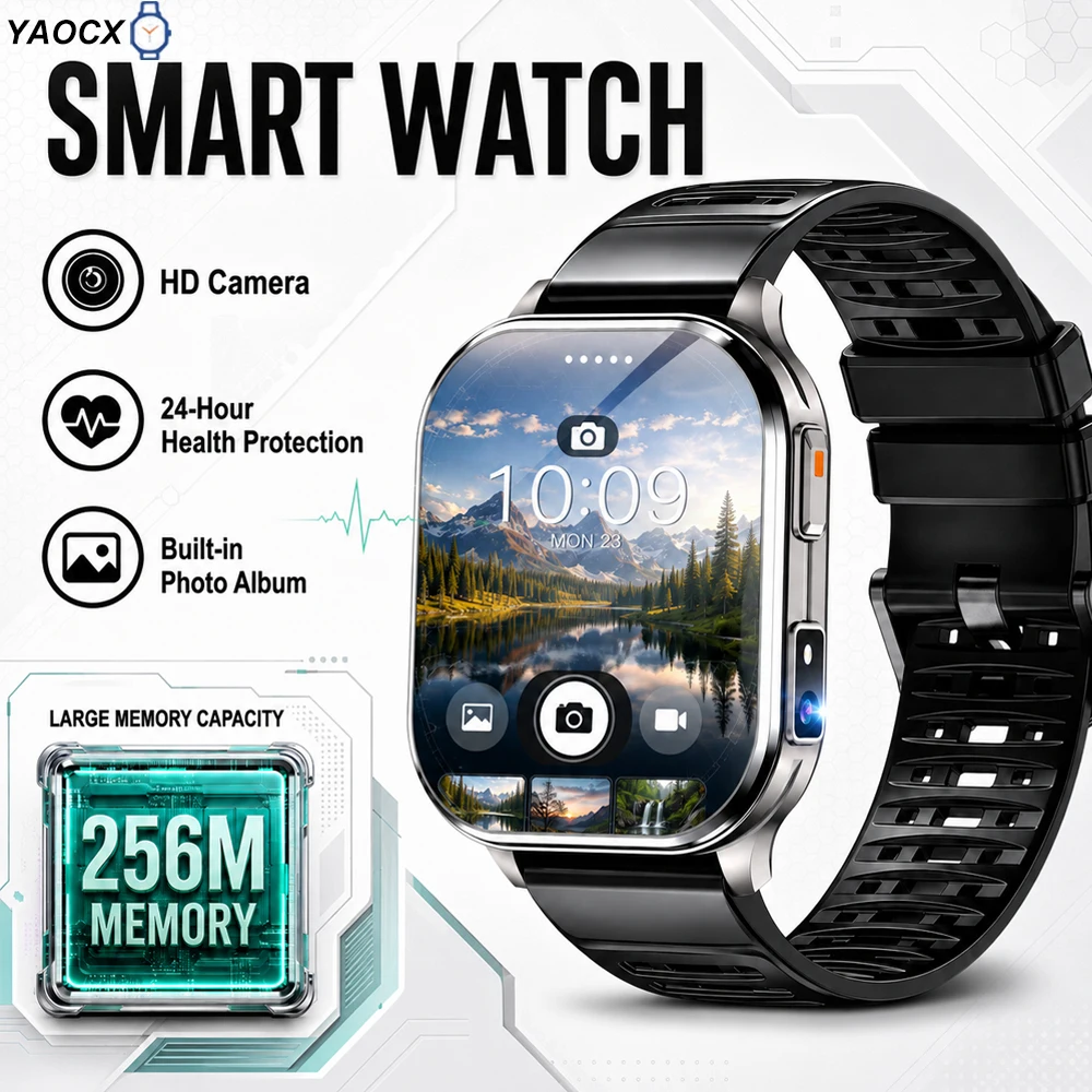 256MB Large Memory Smart Watch Waterproof 670mah with Camera Heart Rate Local Music Bluetooth Talk Smartwatches Men Women IOS