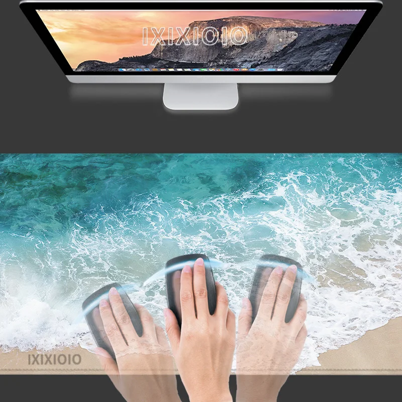 لوحة ماوس ألعاب موجات الشاطئ طباعة الطلب لوحة ماوس منزلية كبيرة XXL Playmat سجادة غير قابلة للانزلاق ملحقات مكتبية ناعمة حصير الماوس #3