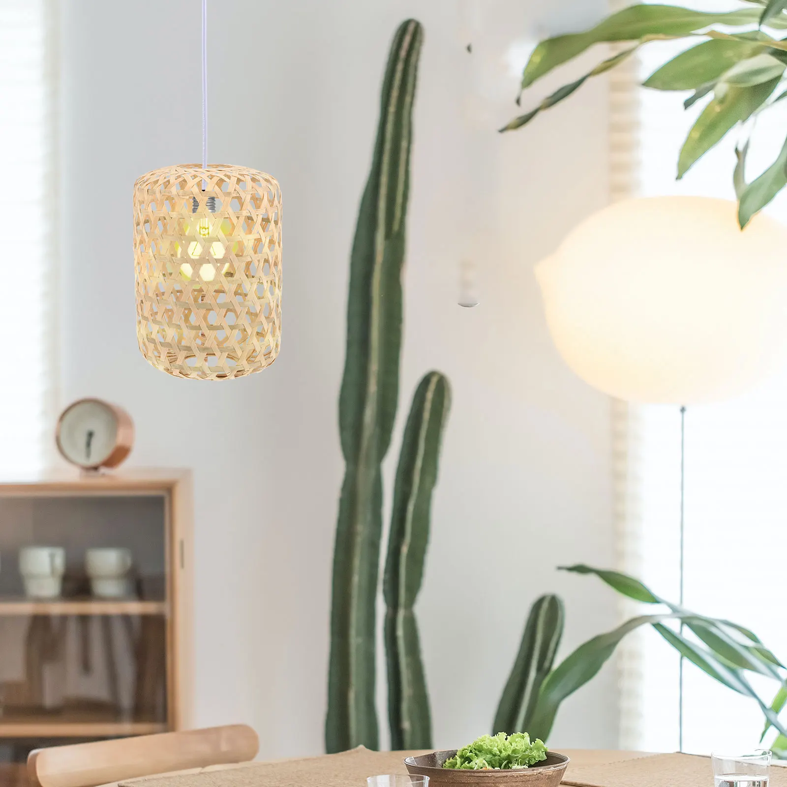 

Бамбуковый абажур, тканый дизайн, потолочный светильник, абажур для гостиной, кухни, ресторана, домашний декор, подвесной светильник, крышка