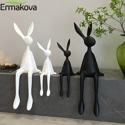 ERMAKOVA Nordic Home Decorate Figurines for Interior Gift Rabbit Statue Christmas Room Decor Abstract Art Sculpture Desk