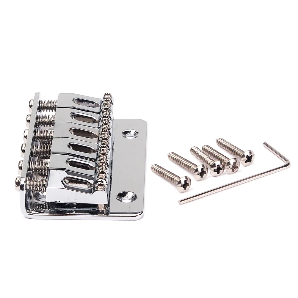

6 String 65mm Electric Guitar Bridge Silver Hard Tail Bass Bridge 5 Screw Adjustable Height Vintage Style Solid Metal Sweet Tone