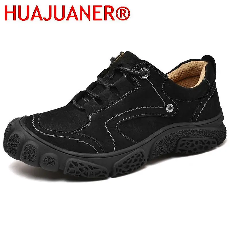 

New Arrival Men Hiking Shoes Breathable Rubber Male Boots Outdoor Non-Slip Walking Shoes for Man Comfy Lace-Up Outdoor Shoes
