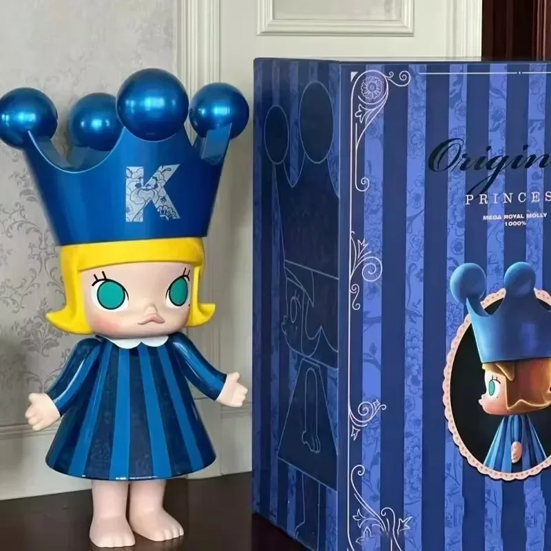 Figura de acción de Molly Princess 100% Mega Royal Crown Blue, colección de arte, vestido azul y rosa, modelo de edición exclusiva, regalos coleccionables