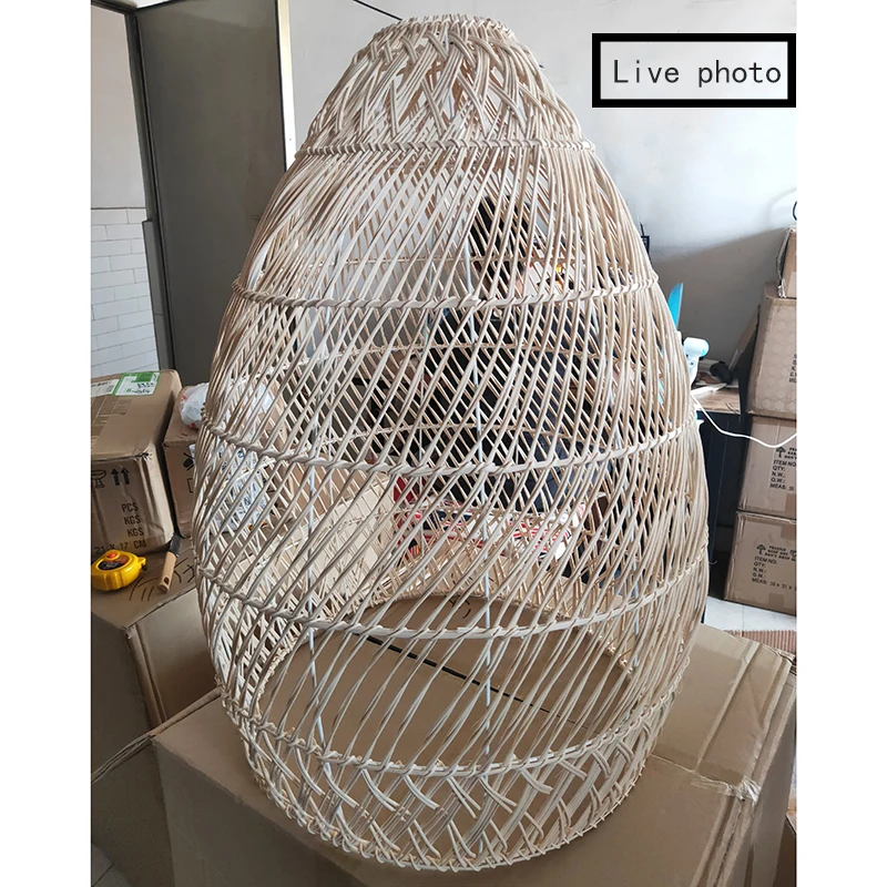 Handmade  Vintage Rattan Lamp Suspension Dining Room Pendant Lights Retro Luminaire For Living Room Restaurant Cafe Hanging Ligh