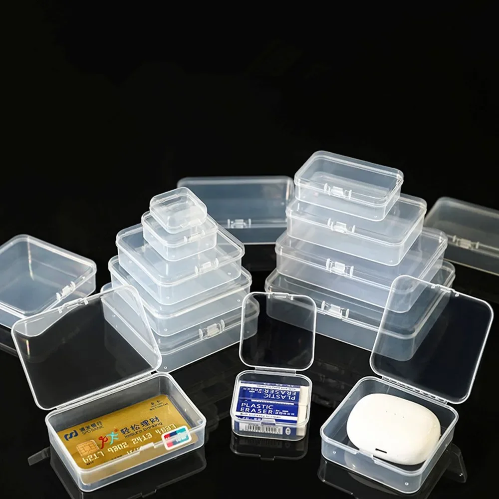 20Pcs Mini Clear Plastic Storage Box Jewelry Ornament Office Case Transparent Organizer Multifunctional Portable Package Boxes