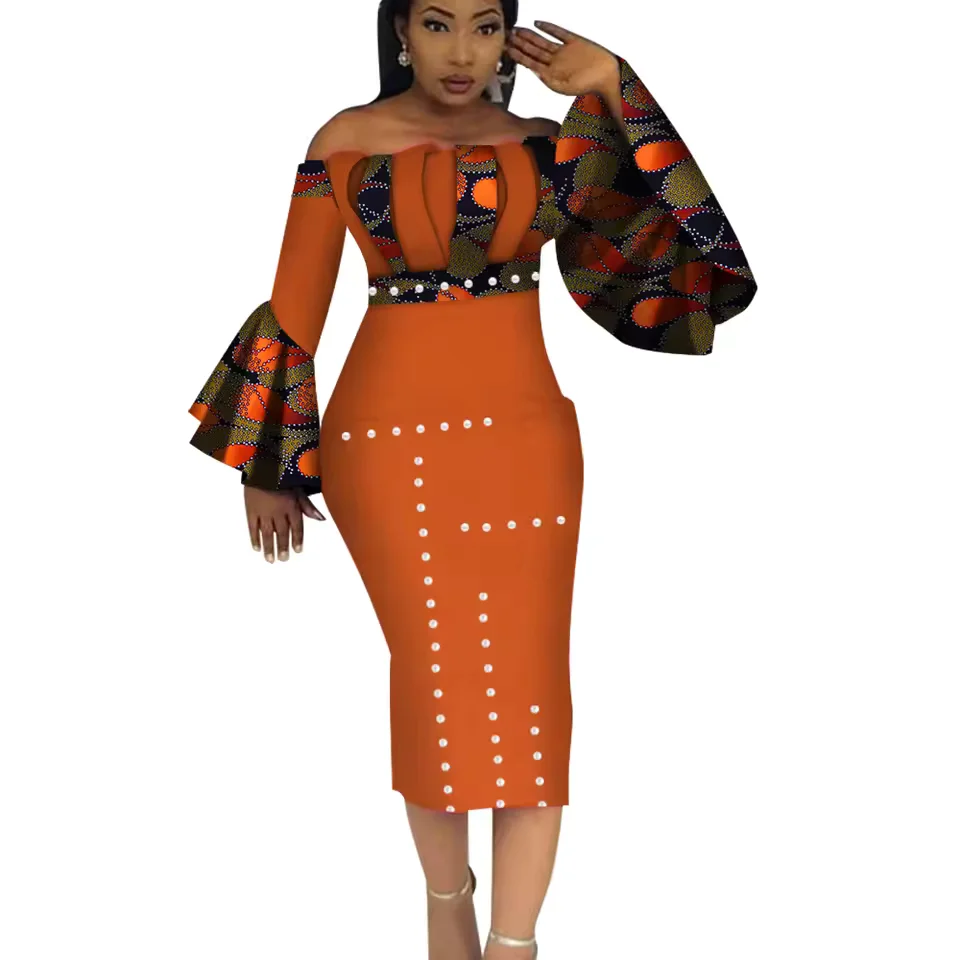 

African Women Dress Bazin Riche African Clothing Wedding Party Bridesmaid Dress Peals Prom Birthday Evening Dress 2025 Abayas