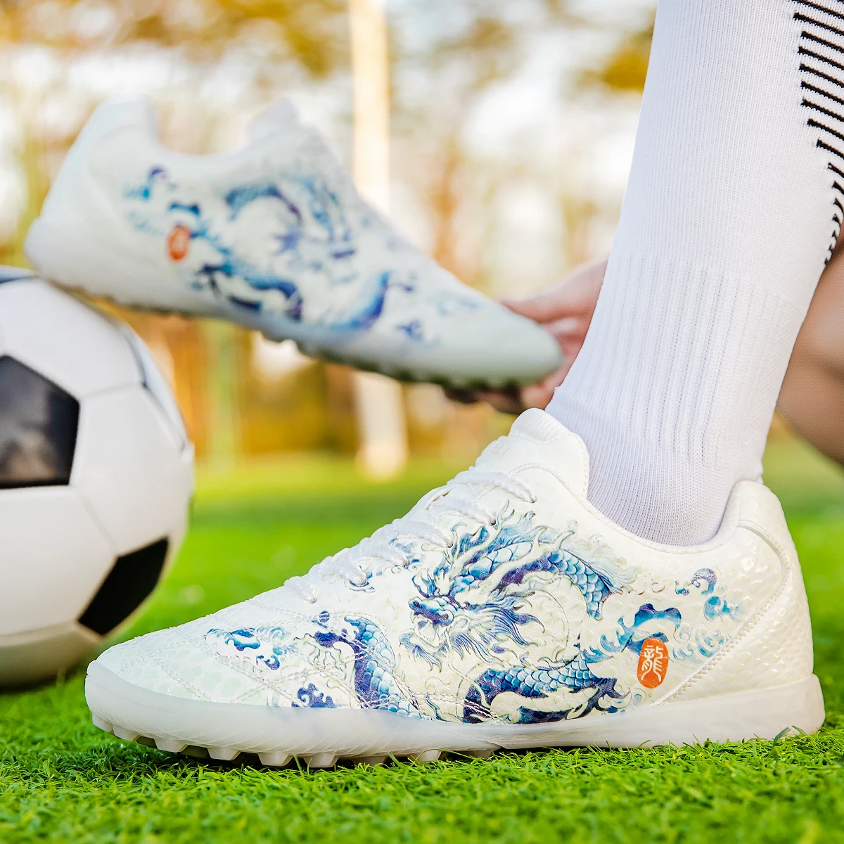 Męskie korki piłkarskie Buty piłkarskie Profesjonalny trening w stylu futsalu Turf Outdoor Sporty halowe Sportowe tenisówki dla dużych