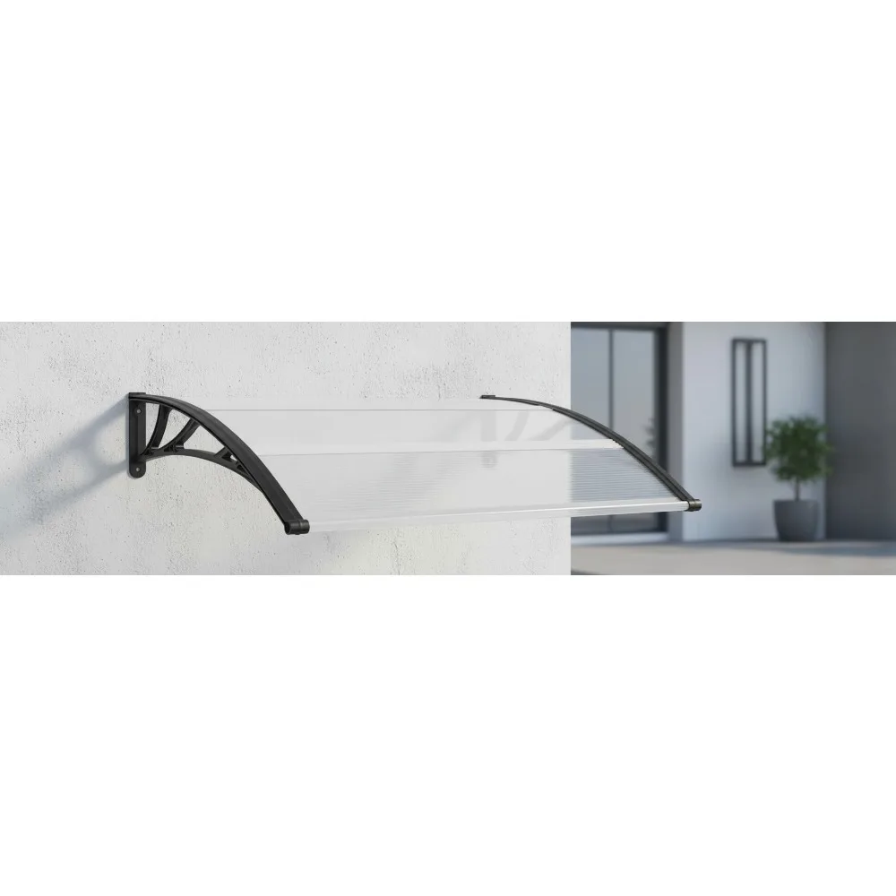 

Weather-Resistant Front Door Canopy, Outdoor Porch Cover with Curved Design for Home Protection, Black