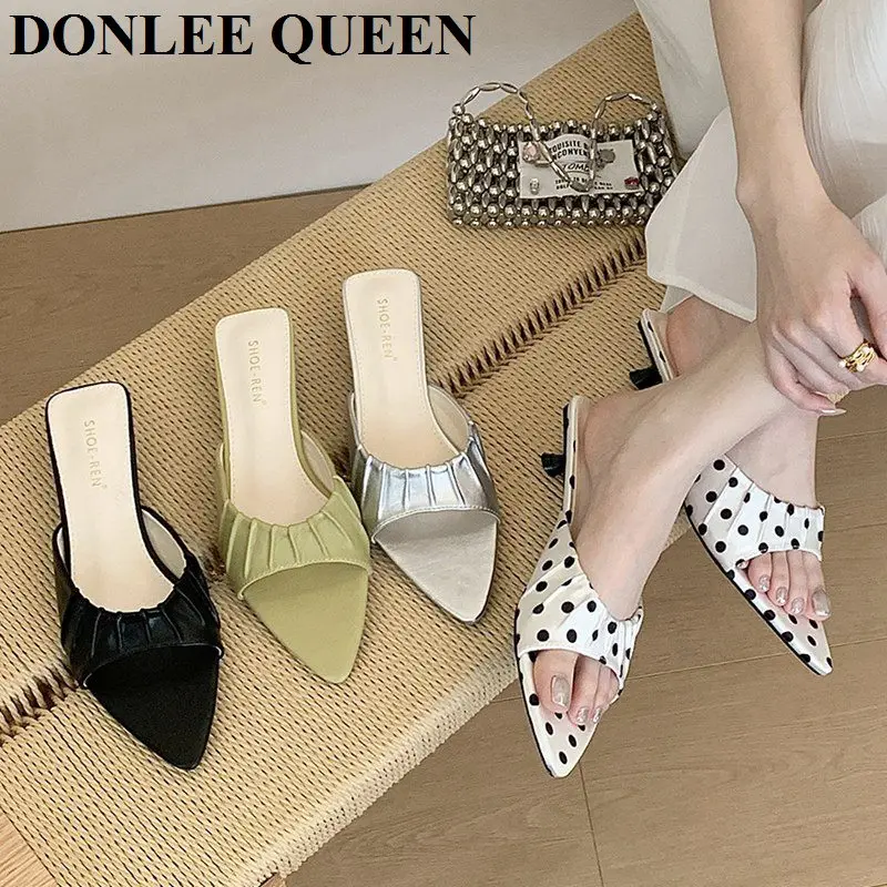 

Дизайнерские женские шлепанцы с открытым носком, сандалии на среднем каблуке, для отпуска, летняя женская обувь 2026, Zapatos De Mujer