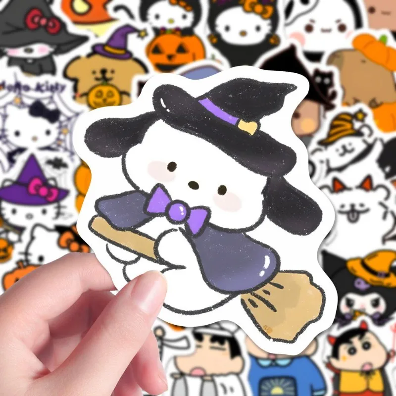 

80PCS Halloween Sanrio Crayon Shin-chan Cute Notebook Mobile Phone Case Tablet Water Cup Guitar Refrigerator Sticker Wholesale