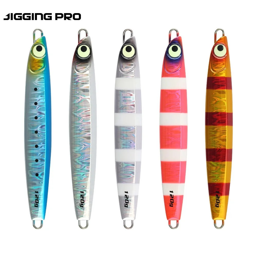 JIGGING PRO 60g 80g 100g 120g 160g Jigging Lure Salterwater Metal Jig Slow Fall Luminous Fishing Bait Hairtail