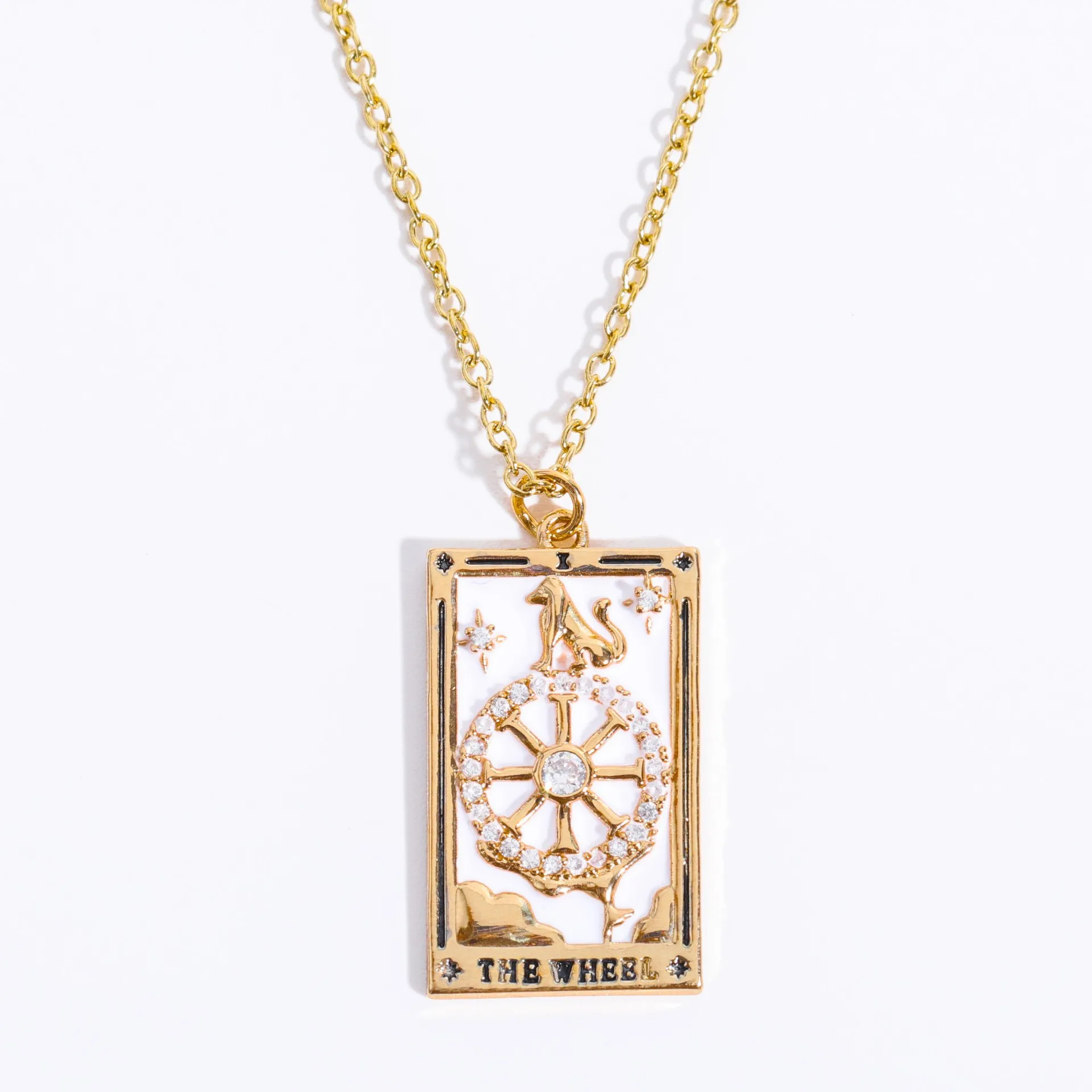 Original New Tarot Queen Lover Magician Moon Necklace Tarnish Free Stainless Steel Jewelry 18K Gold Plated Decoration