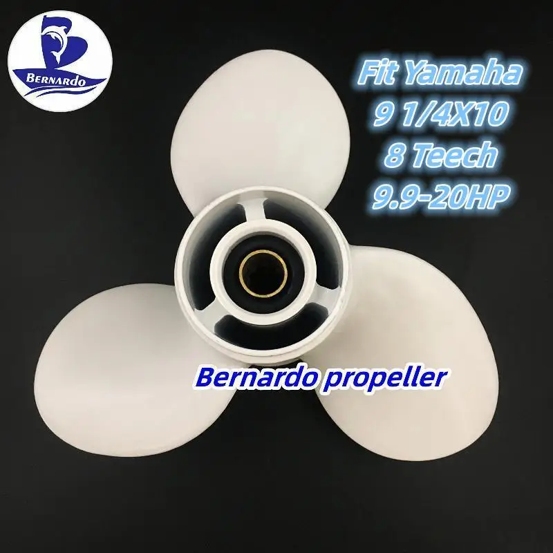 Bernardo Boat Propeller 9 1/4X10 For Yamaha 9.9 15 20HP Outboard Engines Motor Aluminum Alloy Screw 3 Blades 8 Tooth Spline