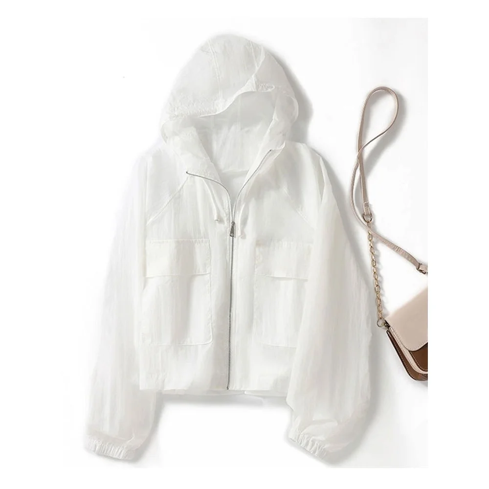 

Легкая женская толстовка с капюшоном и длинными рукавами, свободного кроя, с защитой от солнца, повседневная, модная, из полиэфирного волокна, ветрозащитная, на молнии