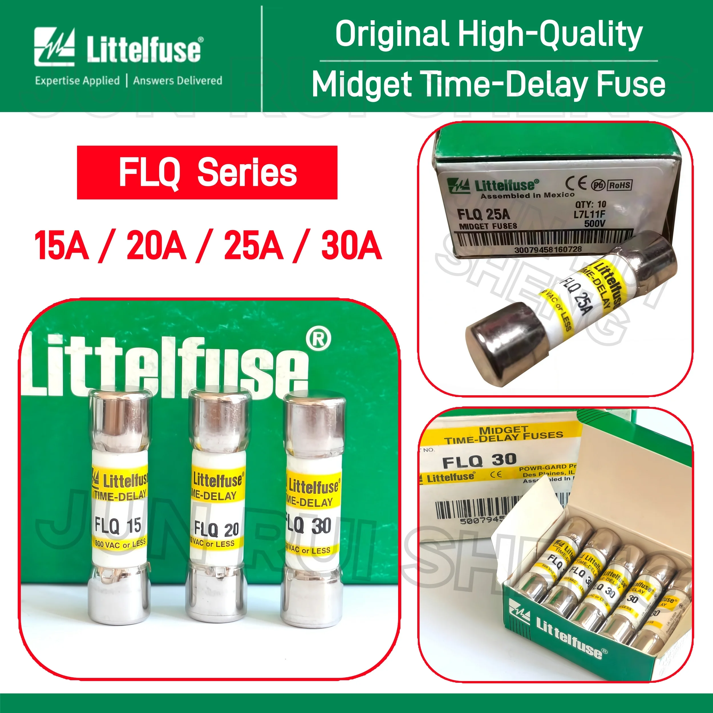 

2 шт. Оригинальные плавкие предохранители с задержкой времени FLQ 15A 20A 25A 30A (FLQ-15, FLQ-20, FLQ-25, FLQ-30), 500В