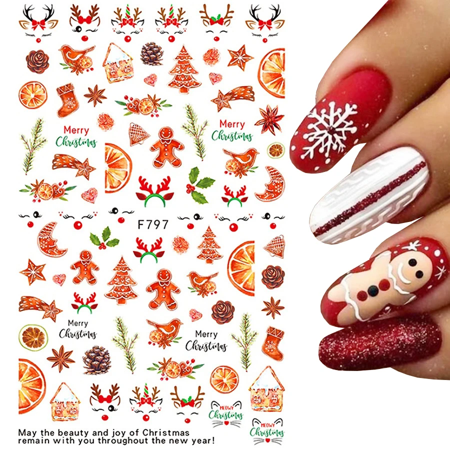 Winter Christmas Nail Stickers, Festive Snowflake and Holiday Designs Decals for Easy Nail Art