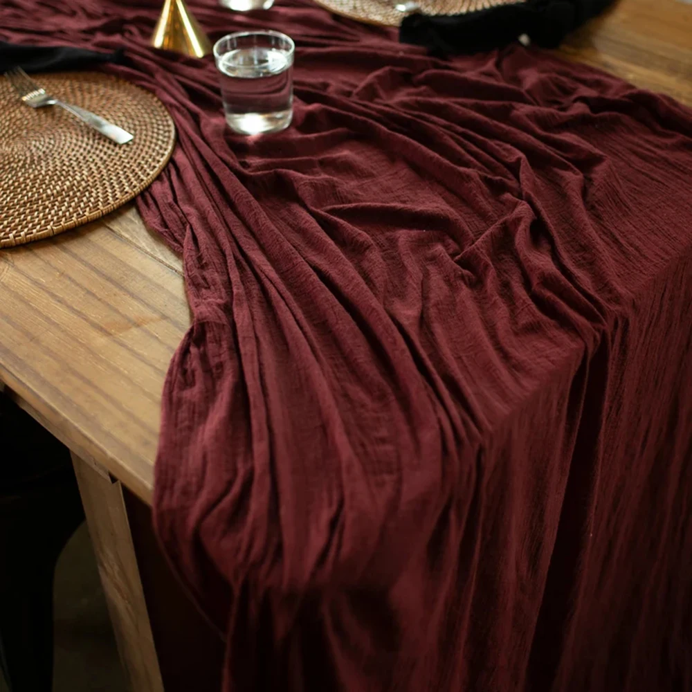 

Table Runner Cheesecloth Table Runner Wine Color Wedding Decor Rustic Wedding Decor Modern Gauze Merlot Table Runner Wedding