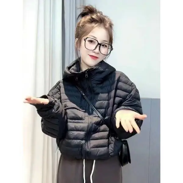 Trendiger Jaet-Damenmantel aus Baumwolle mit Kapuze und Reißverschluss, lässig, vielseitig, warm, hoher Kragen, langer Sve-Farbmantel