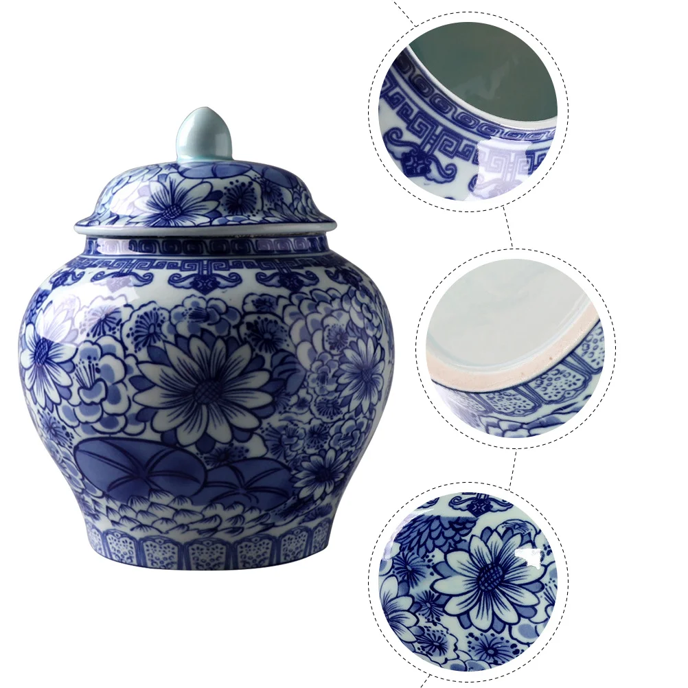 

Ceramic Storage Jar Blue and White Porcelain Tea Canister Multifunction Kitchen Household Storage Canister