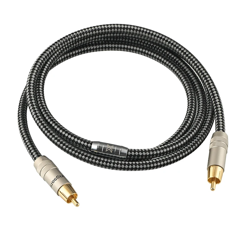 Xangsane 6NOCC Silver Plated Digital Coaxial Audio Cable 75 Ω Subwoofer Cable Output SPDIF TV Power Amplifier 5.1 Audio DC Power