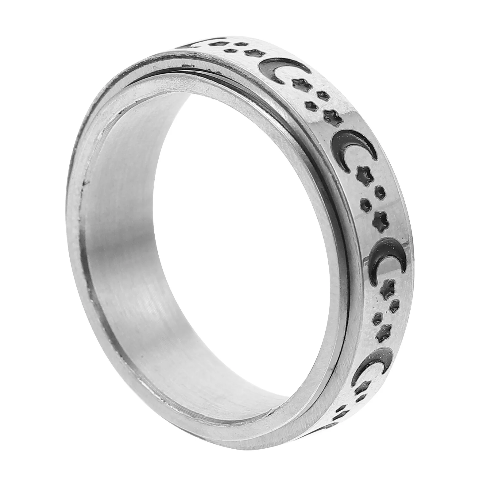 خاتم ستار مون من التيتانيوم الصلب قابل للدوران بتصميم سلس مجوهرات عصرية للرجال والنساء هدية عيد ميلاد الذكرى السنوية خاتم مزخرف