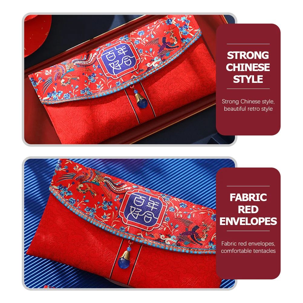 

Chinese Wedding Red Envelope Exquisite Fabric Money Pocket Traditional Ceremony Gift for Her Bridal Shower Favors Decorative