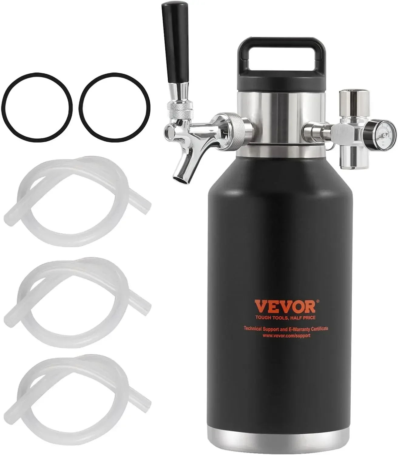 

Beer Growler Tap System, 64Oz 1.89L Mini Keg, 304 Stainless Steel Pressurized Beer Growler, Keg Growler with Pressure Display