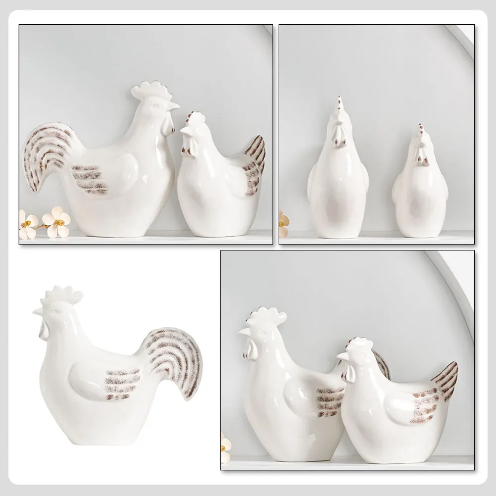Ceramic Rooster Ornament Desktop Decor Creative Sculpture Living Room Garden Decorative Statue Unique Home Adornment