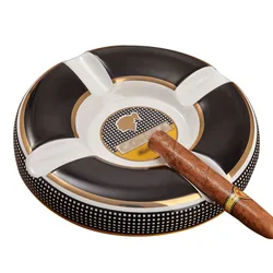 Cigar Ashtray Ceramic Circular Four Cigarette Slots Large Cigar Bar Living Room Household Ashtray