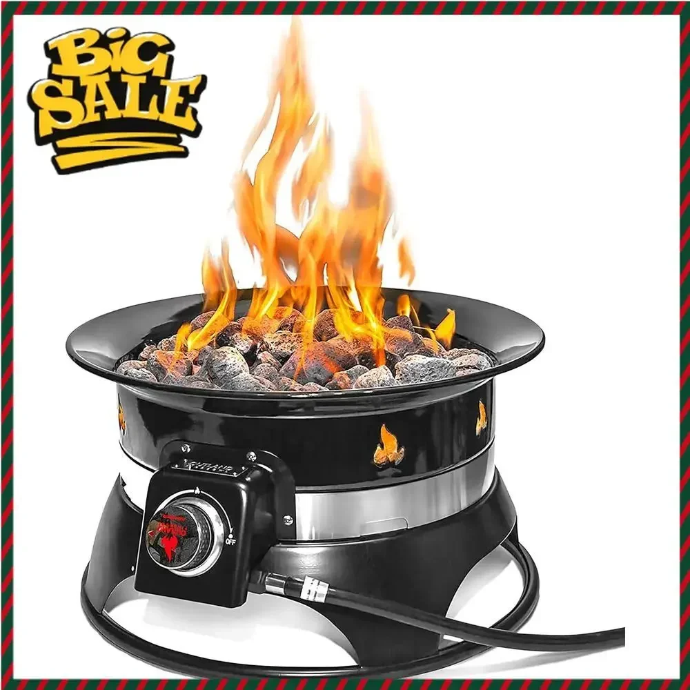 

Bestseller19 Outdoor Propane Fire Pit with Auto-Ignition, Cover, and Carry Kit, 58,000 BTUs, Black