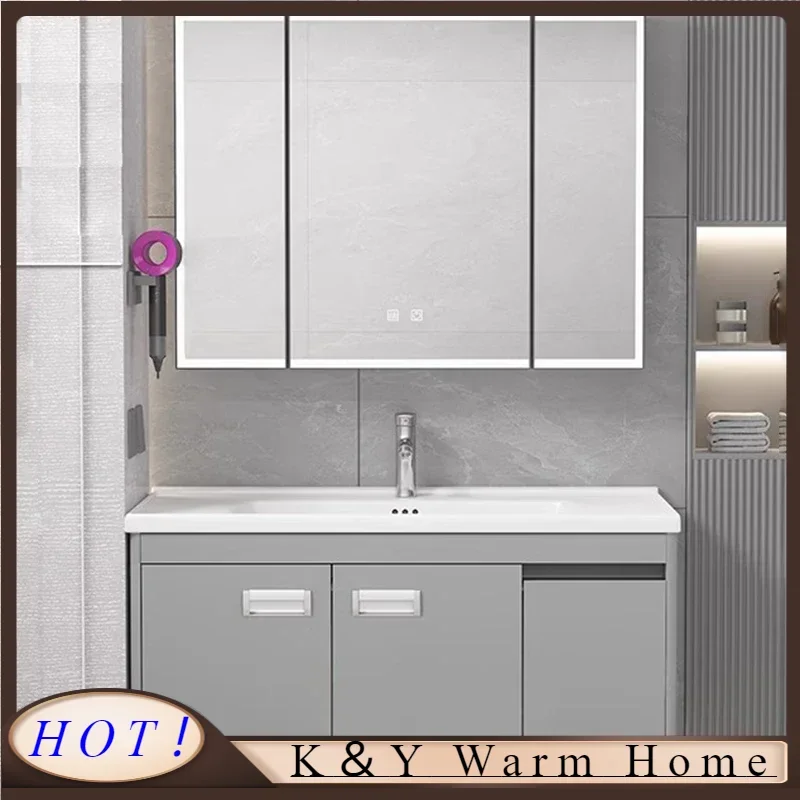 

Nordic Smart Bathroom Mirror France Luxury Fashion Multifunction Mirror Cabinet Ceramic Basin Home Furniture