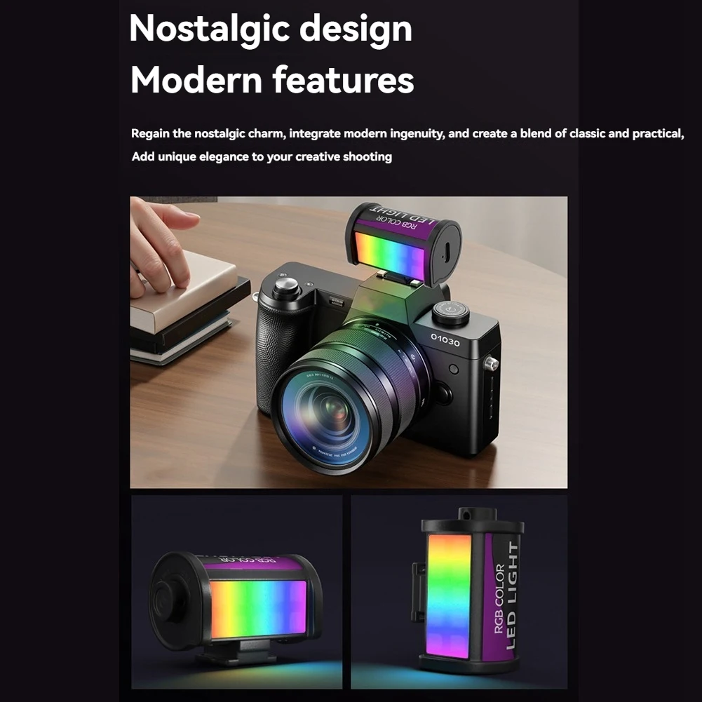 NNnew RGB Mini LED Light 400-750nM Camera Fill Light for Camera Lens Photography Vlog Live Streaming with Cold Shoe Mount