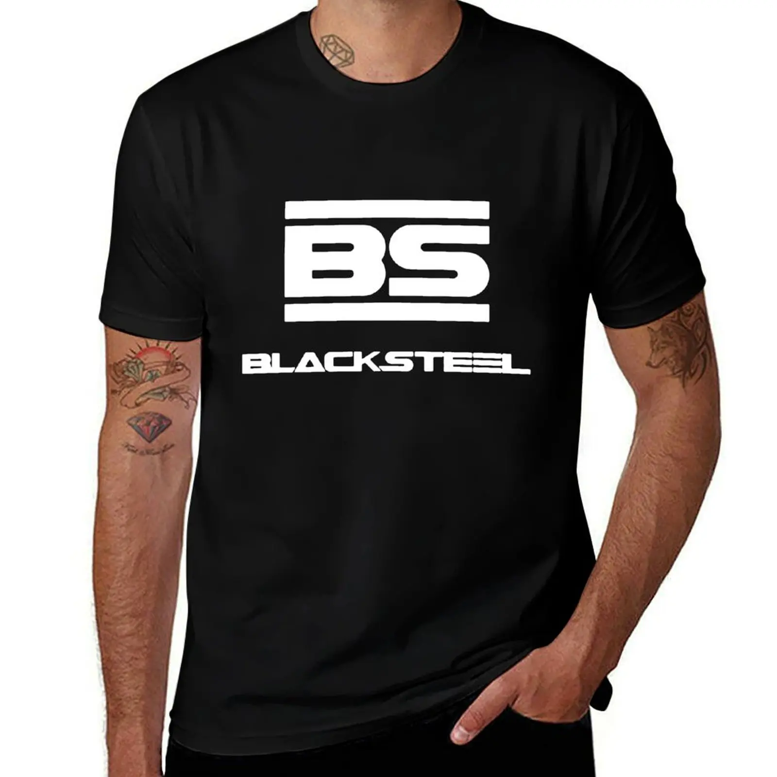

Arknights - Blacksteel Logo (white) T-Shirt aesthetic clothes tops street wear fruit of the loom mens t shirts