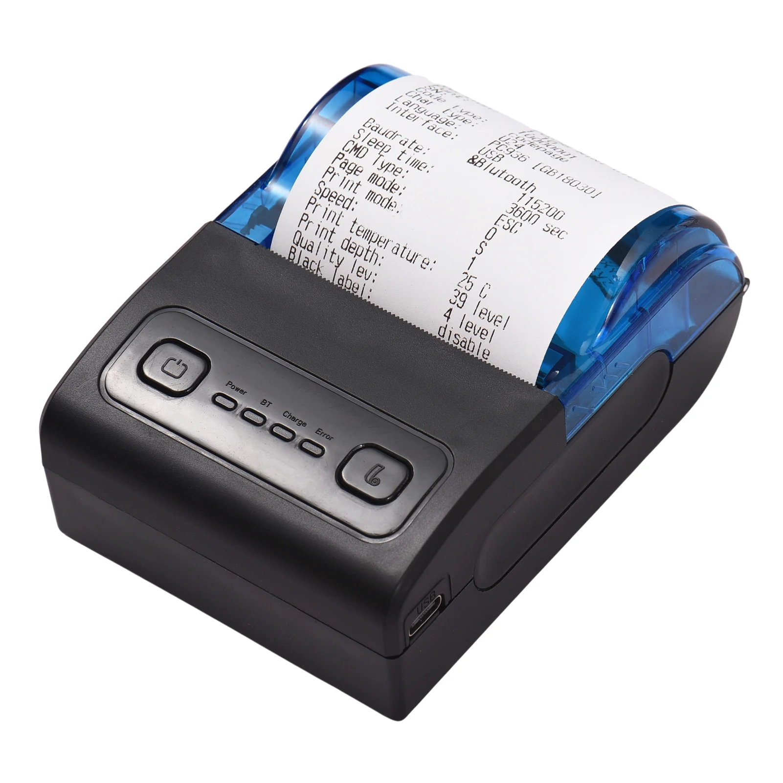 MPT-II Portable Mini Thermal Printer 2 Inch Wireless USB Receipt Bill Ticket Printer with 57mm Print Paper Roll Compatible with