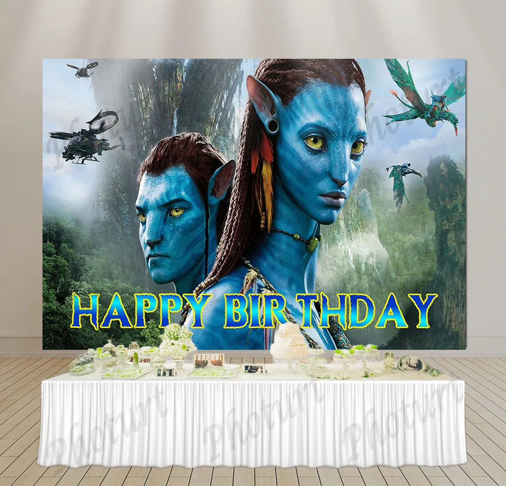 Avatar the Way of Water Backdrop Kids Birthday Decoration Background 3D Movie Vinyl Polyester Photography Decor Props