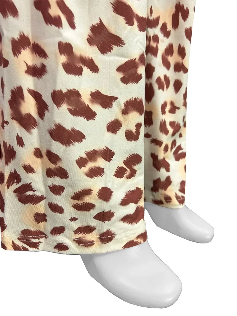 Fatos de treino com estampa de leopardo feminino casual rua 2 peça conjunto manga longa zíper com capuz colheita topos + calças de cintura alta alargamento ternos