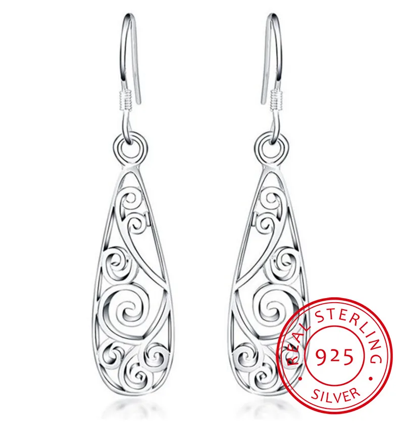 

Wholesale Personality Fashion OL Woman Girl Party Wedding Vintage Silver Hollowed 925 Sterling Silver Earrings YE261