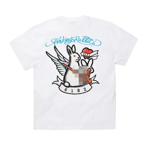 

ex ort Sve футболка с татуировкой кроликов, модный хлопковый круглый топ с принтом Ne для молодежных пар, всесезонная одежда