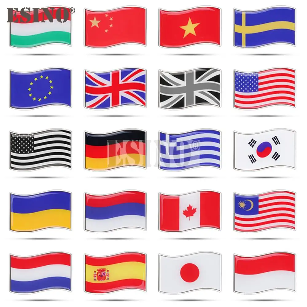 Auto Styling Fliegen Nationalen Flagge für UNS UK Geranny Spanien Metall Zink-legierung 3D Adhesive Emblem Abzeichen Aufkleber Aufkleber Auto zubehör
