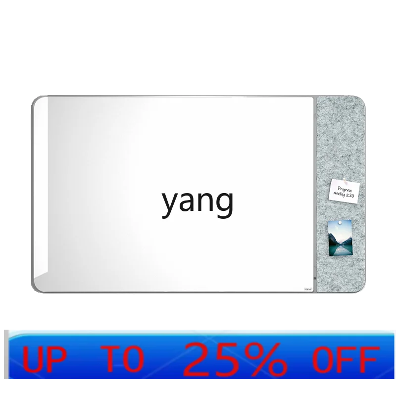 LMM rounded corner metal narrow frame glass whiteboard magnetic sound-absorbing board combination photo display wall