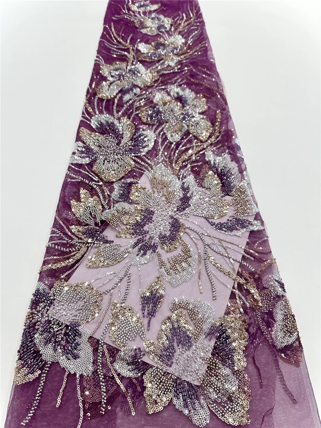 Kain Tulle Bordir Manik-Manik Berkualitas Tinggi Terbaru, Lembut, Elegan, dan Berkilau untuk Gaun Pernikahan dan Pesta Malam -SHIT