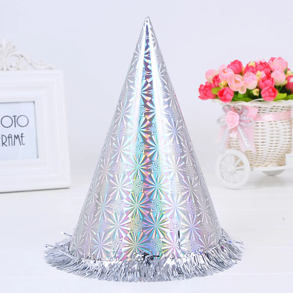 

18Pcs Birthday Cone Hats Shiny Film Coating Eye Catching Design Soft Elastic Band No Itch Wear Suitable for Party Favors