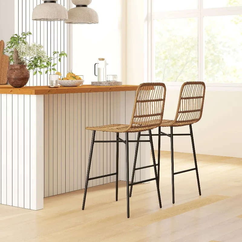 

Modern Height Adjustable Height Bar Stool Non Slip Footrest PU Leather Seat Space Saving Counter Bar Chair For Home Pub