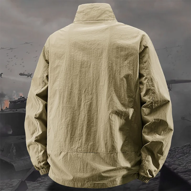 Herren Stehkragen-Jacke Frühling Atmungsaktiv Leicht Knitterfrei Windbreaker Outdoor Sport Freizeit Schnelltrocknende Arbeitsjacken – Detail 22
