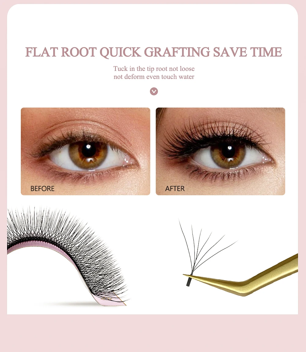 SAKURAHANA Automatische Blüte W-förmige Blüte 6D 7D 8D Vorgefertigte Fächer C/D/L/LU Curl Mink Individuelle Wimpern – Detail 6